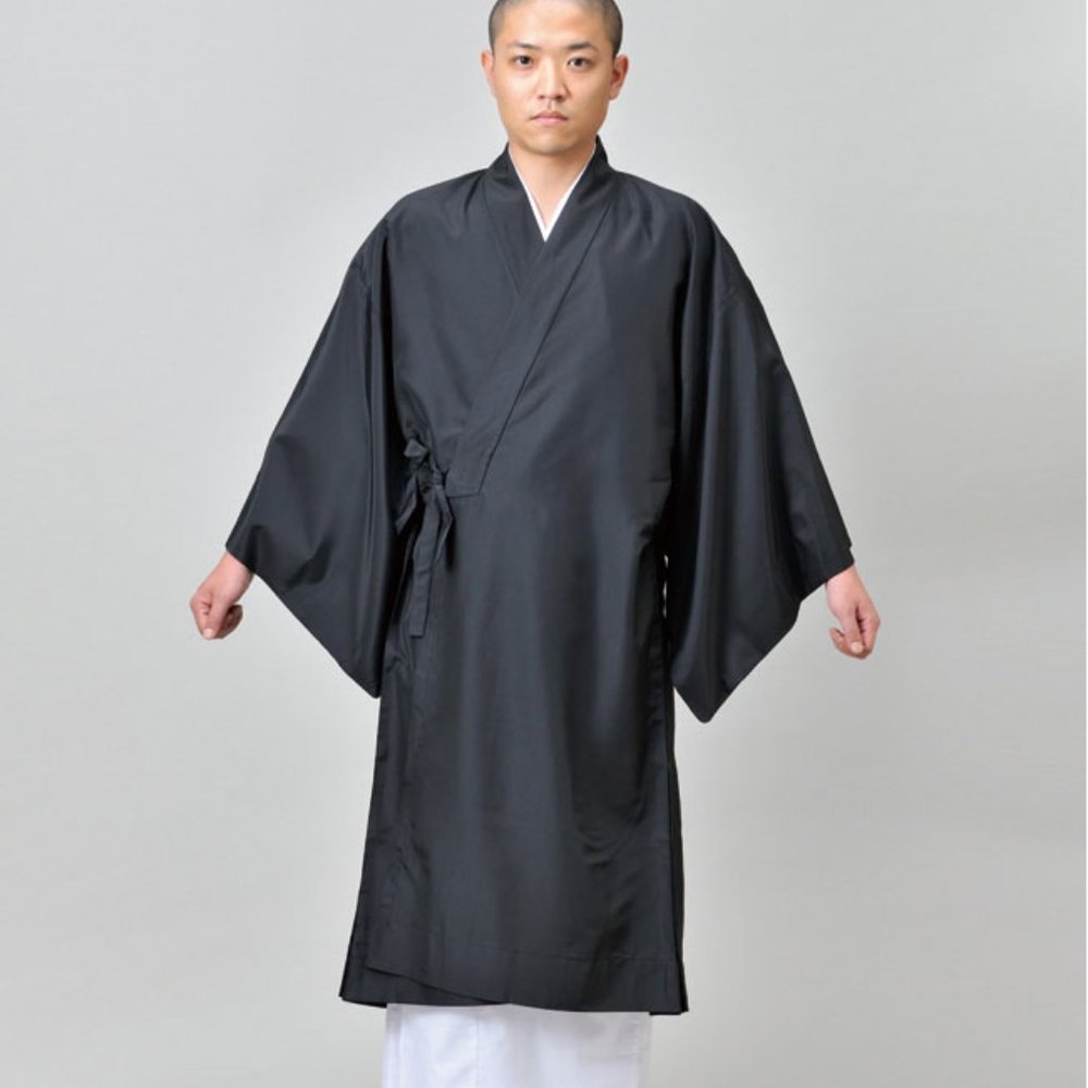 Japanese 🇯🇵 monk costume black kimono poly VTG